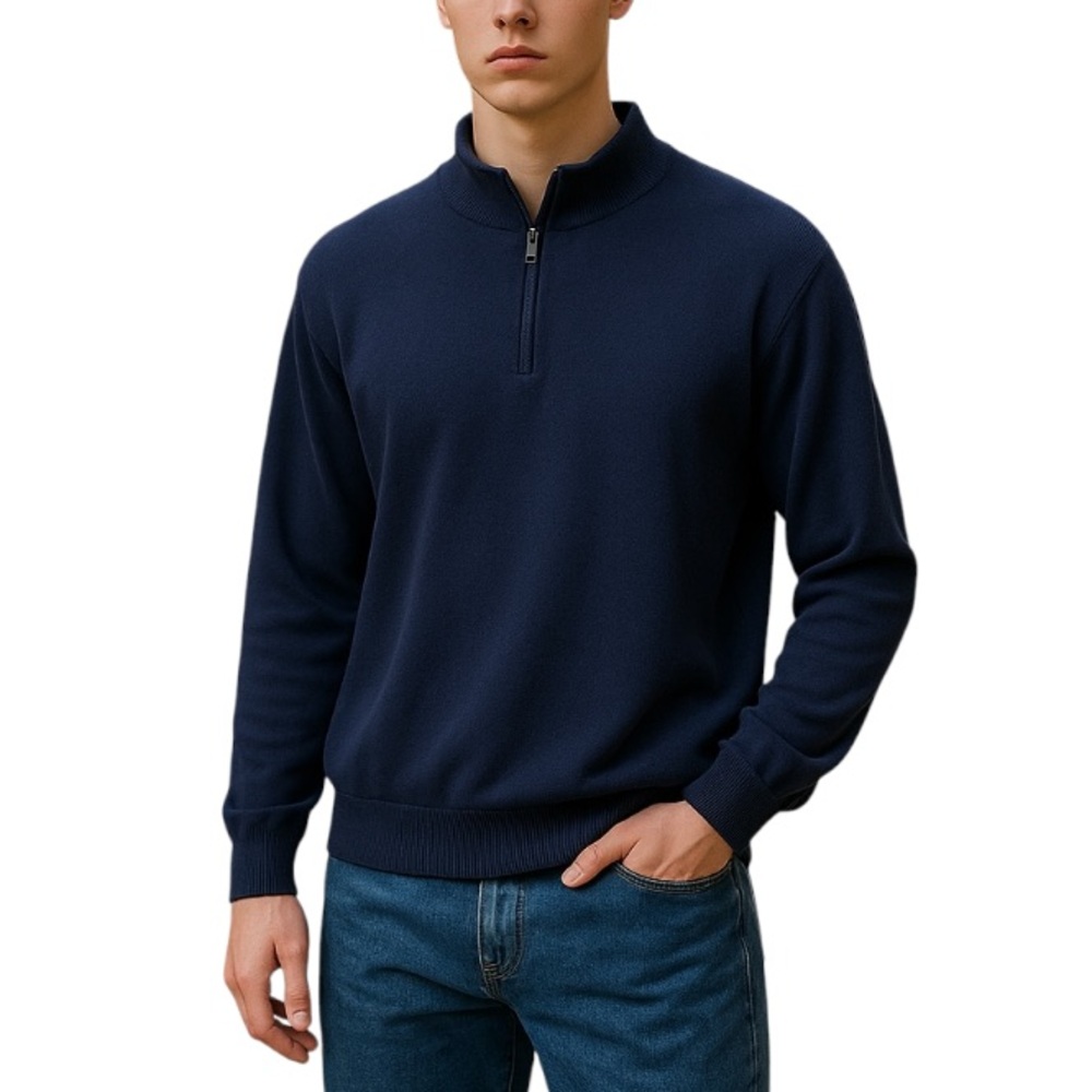 Wallin & Brothers Cotton Cashmere Quarter Zip Sweater Men’s XL Navy